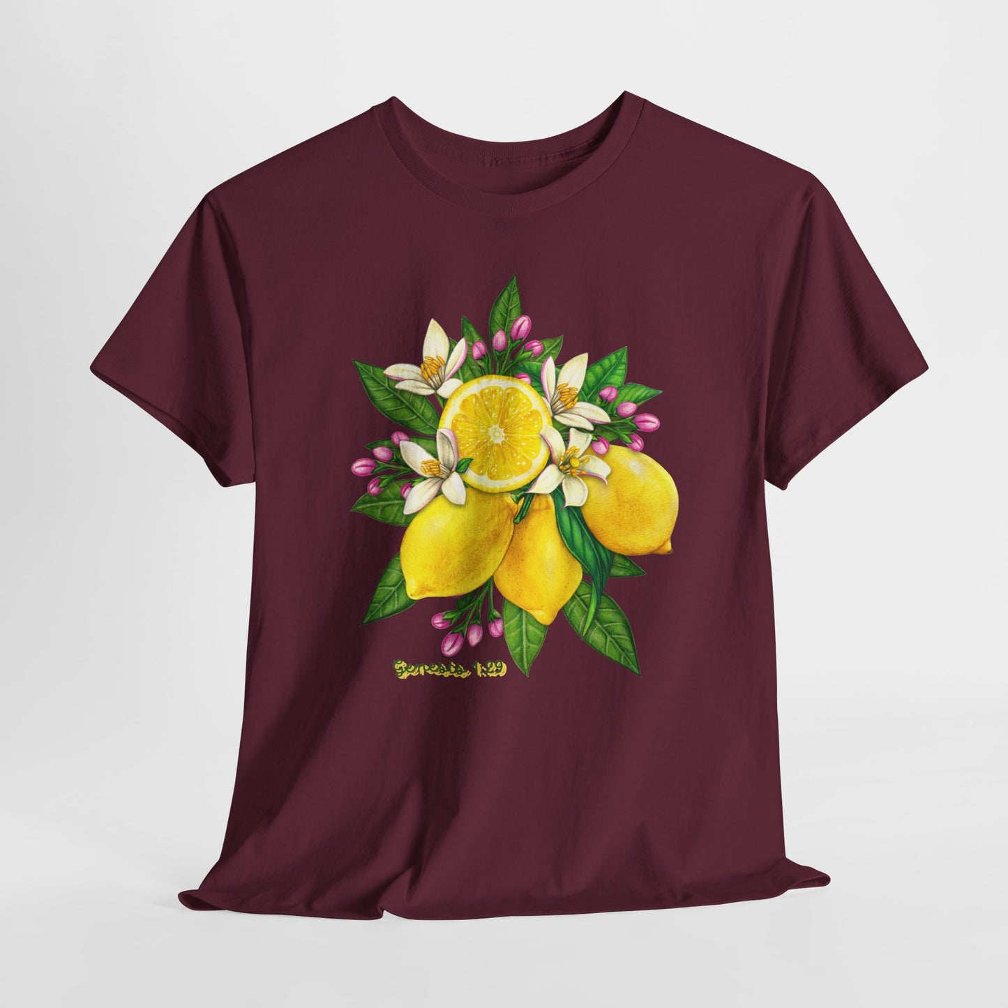 Lemon Blossom Tee — Botanical Citrus Graphic T‑Shirt (Genesis 1:29)