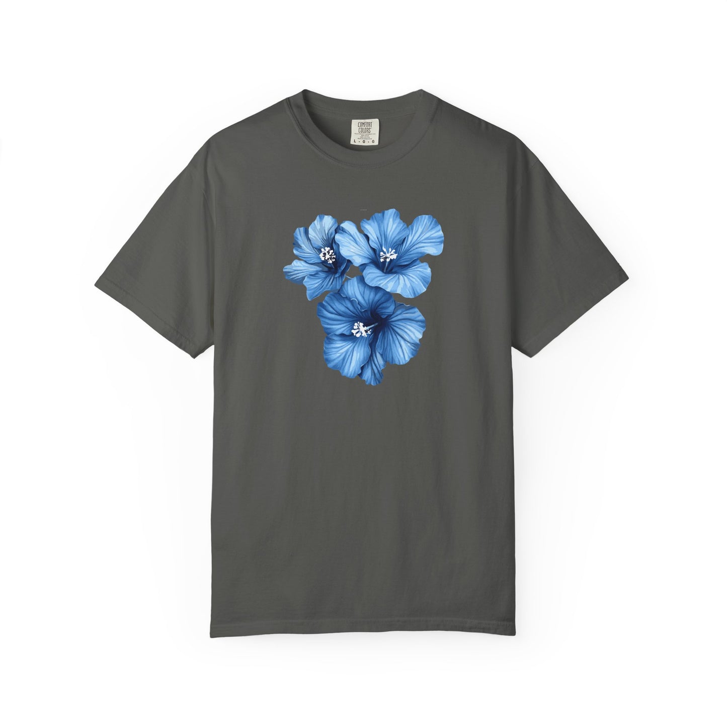 Blue Hibiscus Floral T-Shirt — Watercolor Flower Graphic Tee