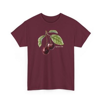 Cherry Botanical Tee — Vintage Fruit Illustration T-Shirt