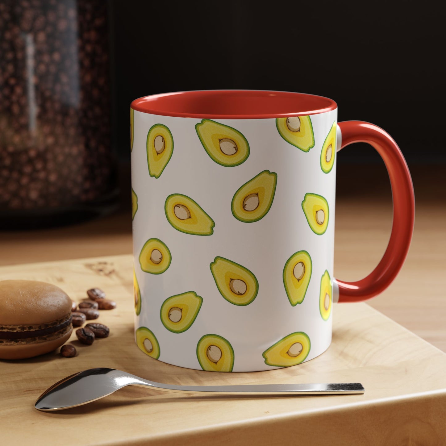 Avocado Pattern Coffee Mug — Cute Avocado Print Accent Mug (11/15oz)