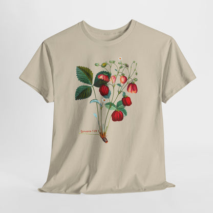 Strawberry Botanical Tee — Vintage Fruit Illustration T-Shirt Genesis 1:29