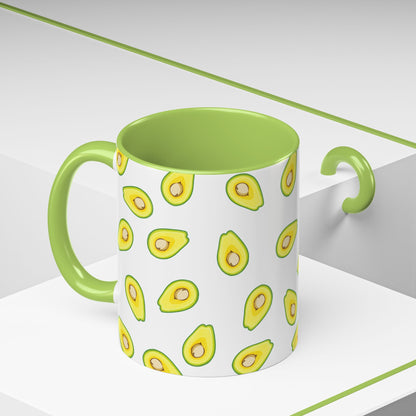 Avocado Pattern Coffee Mug — Cute Avocado Print Accent Mug (11/15oz)