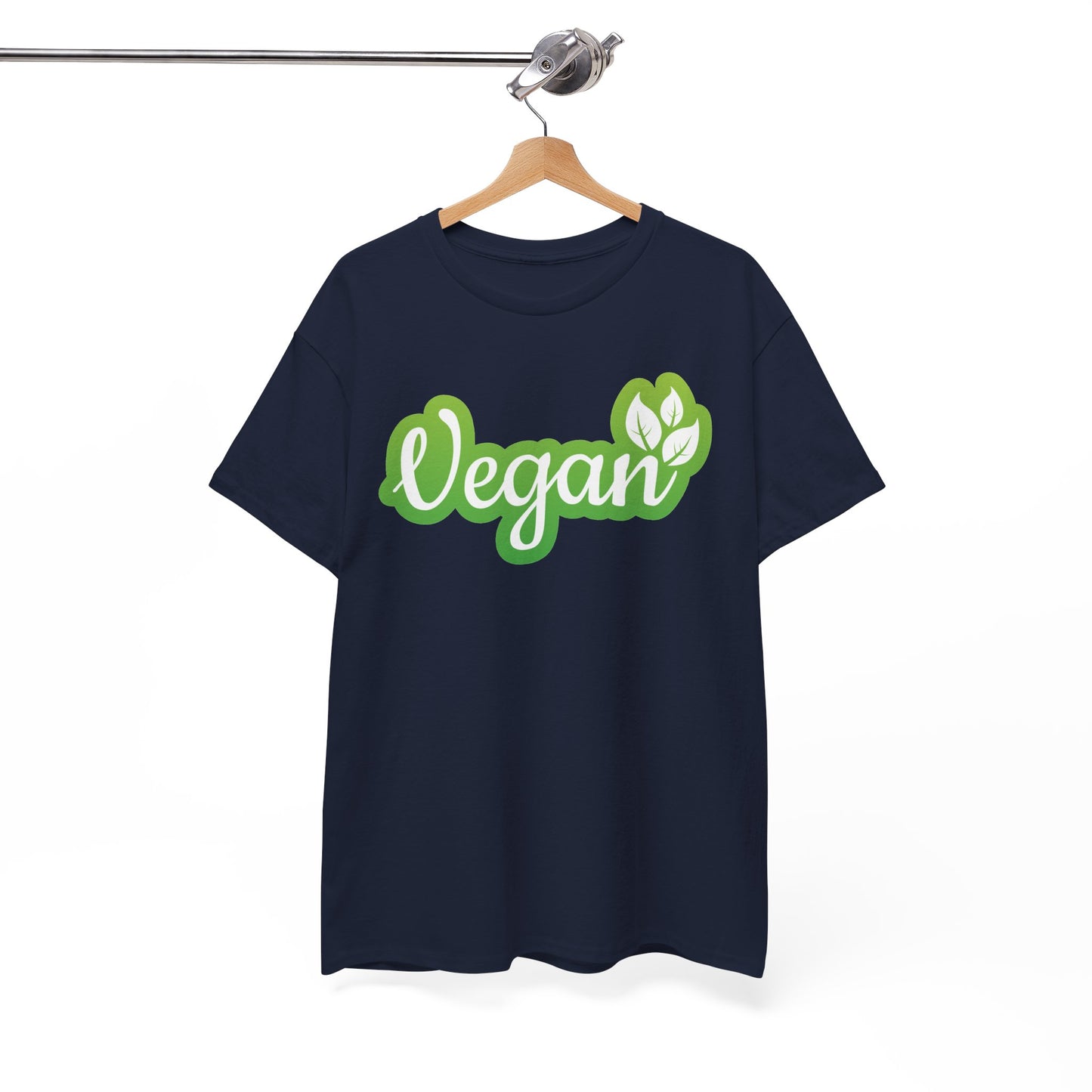 Vegan Script Tee — Green Leaf Eco-Friendly T-Shirt