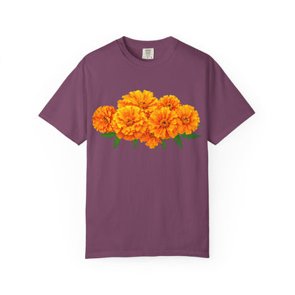 Marigold Blooms T-Shirt — Vibrant Floral Graphic Tee