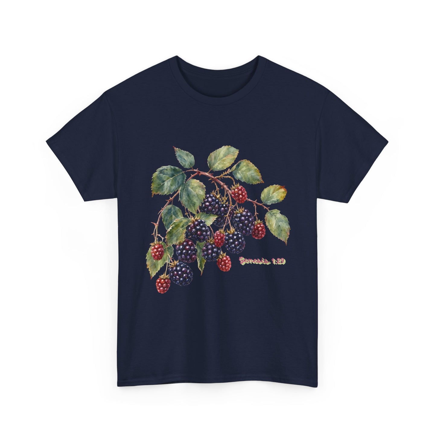 T-Shirt — Vintage Blackberry Branch Illustration Tee (Genesis 1:29)