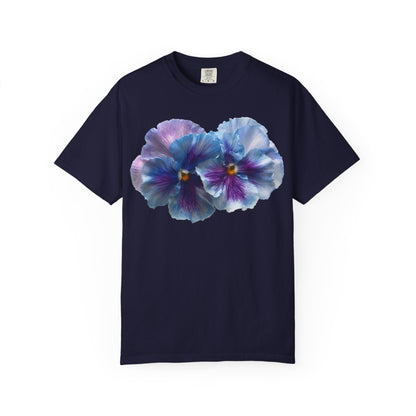 Pansy Watercolor T-Shirt — Purple Blue Floral Graphic Tee