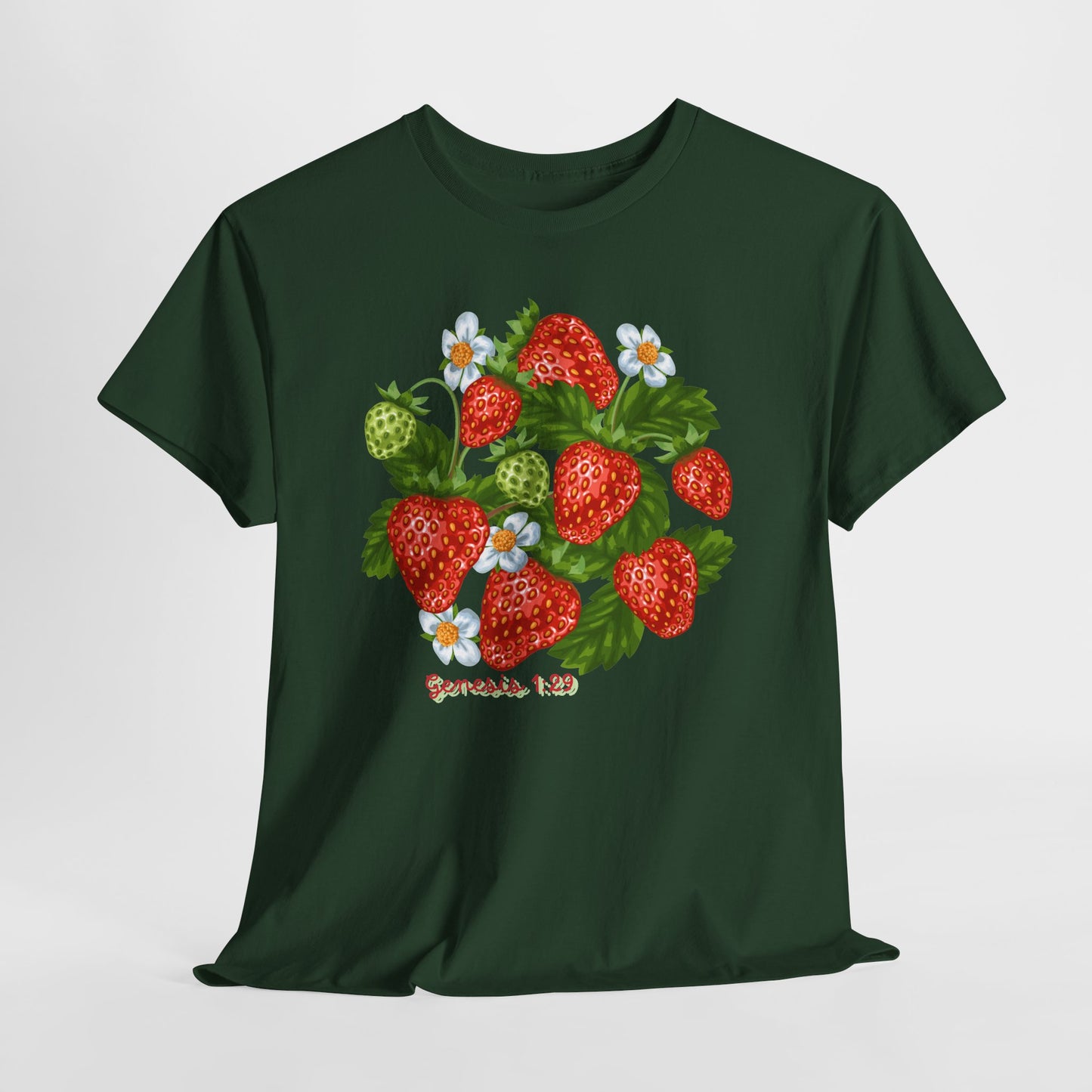 Strawberry Cluster Tee — Vintage Botanical Fruit Graphic (Genesis 1:29)