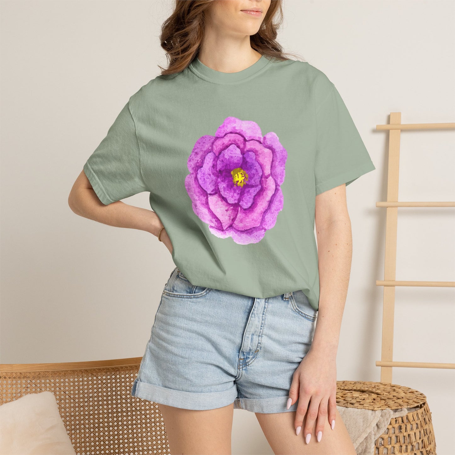 Floral Watercolor Chest Rose T-Shirt