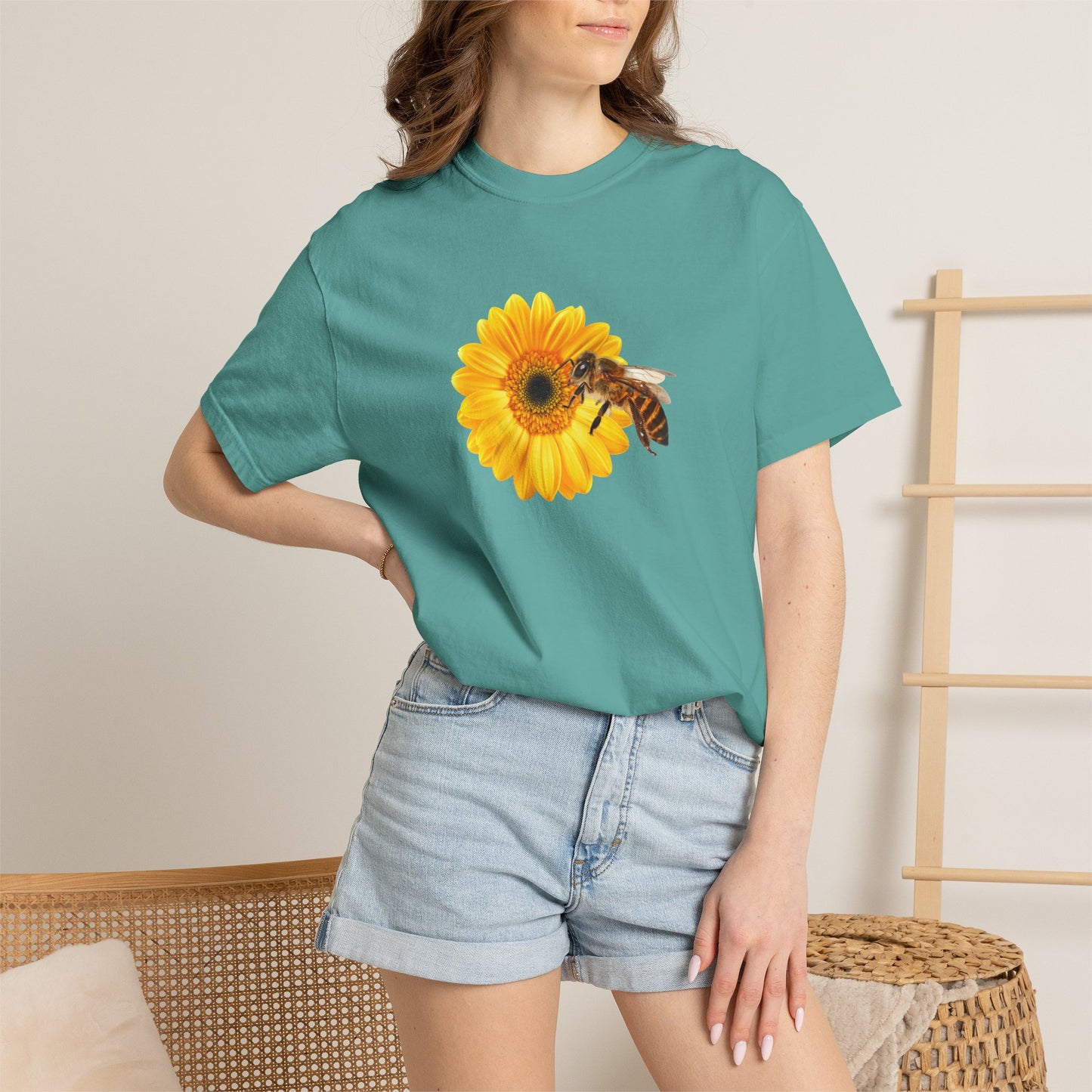 Sunflower & Bee T-Shirt — Floral Nature Graphic Tee