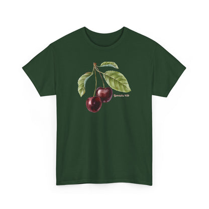 Cherry Botanical Tee — Vintage Fruit Illustration T-Shirt