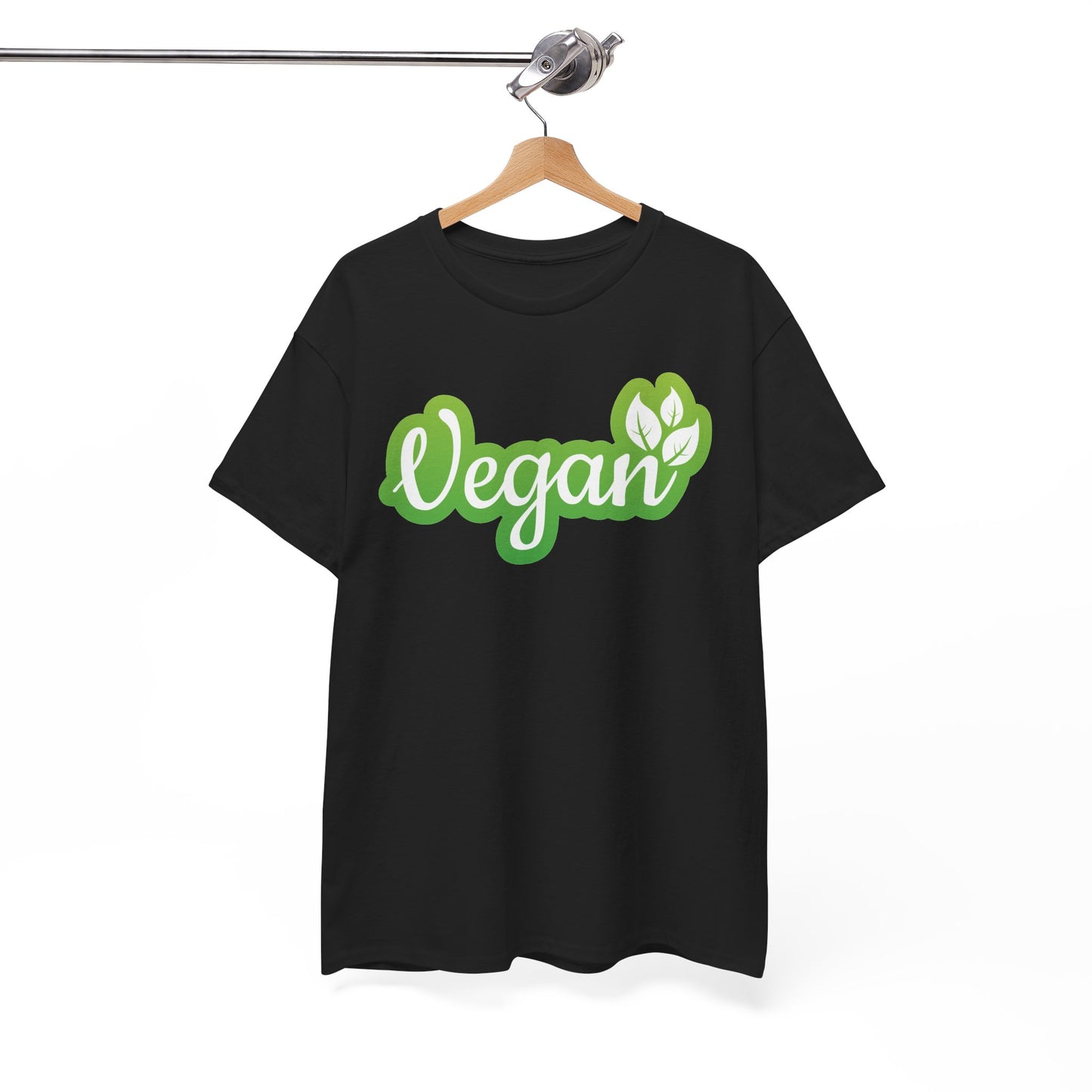 Vegan Script Tee — Green Leaf Eco-Friendly T-Shirt