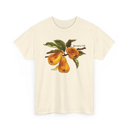 Pear Branch T‑Shirt — Watercolor Yellow Pears Tee Genesis 1:29