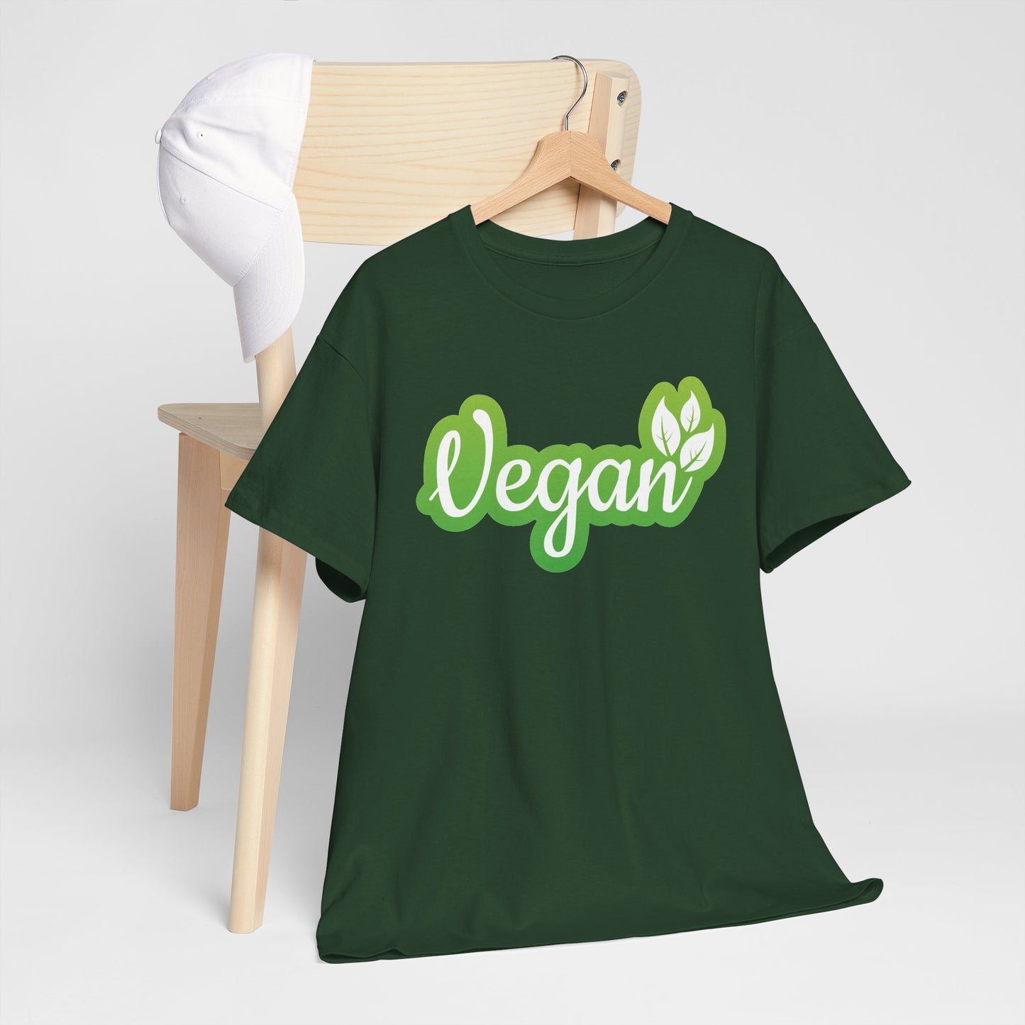 Vegan Script Tee — Green Leaf Eco-Friendly T-Shirt