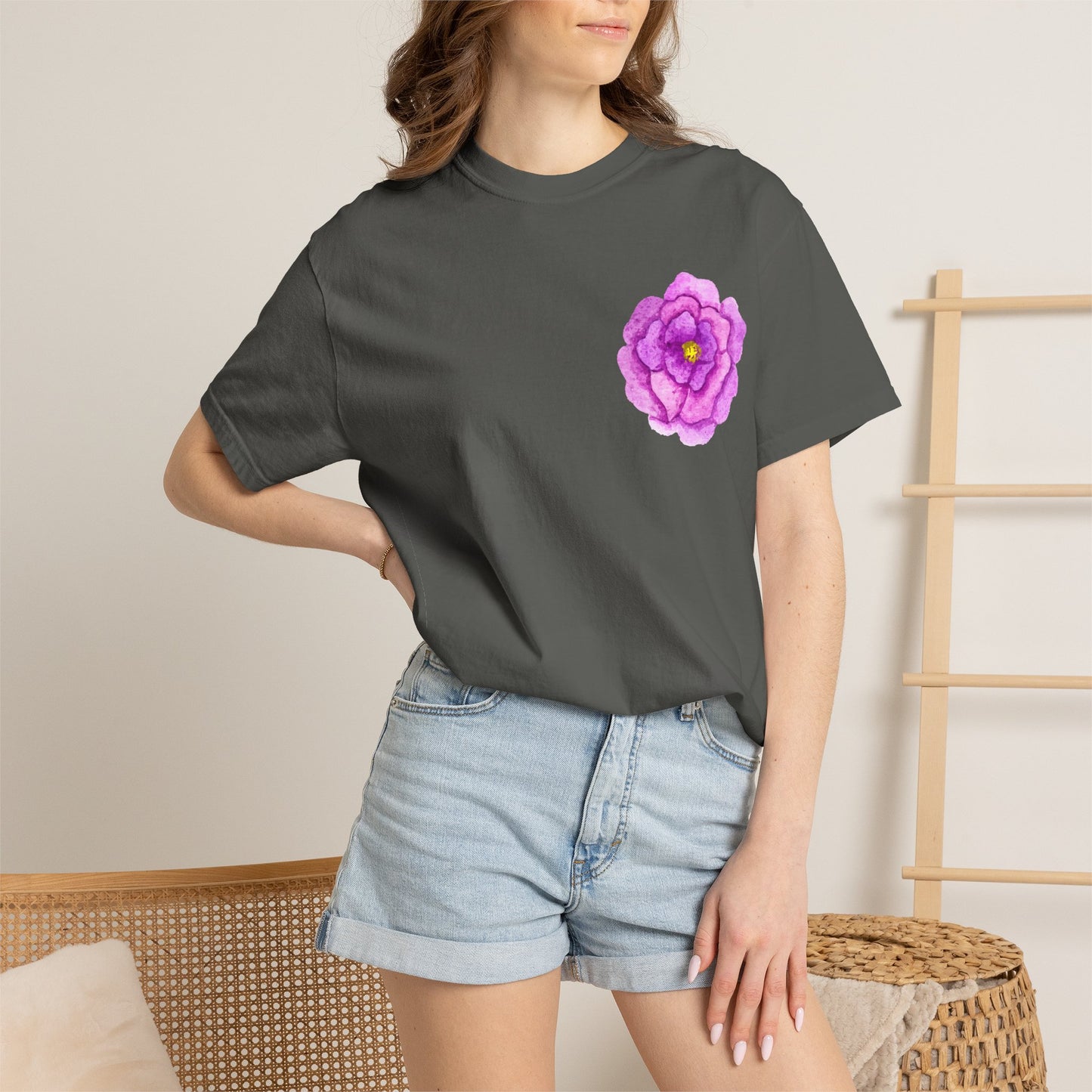Floral Watercolor Chest Rose T-Shirt