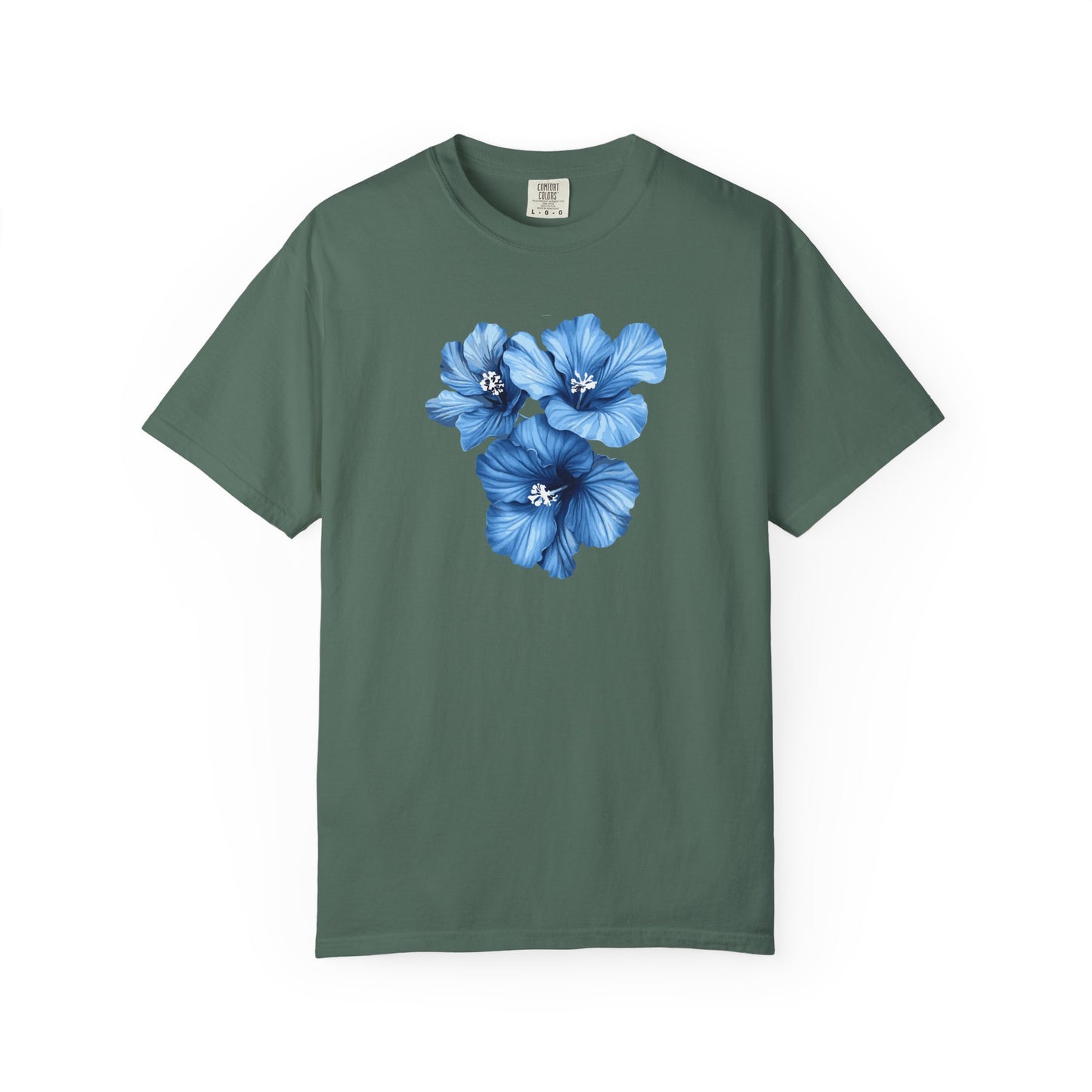 Blue Hibiscus Floral T-Shirt — Watercolor Flower Graphic Tee