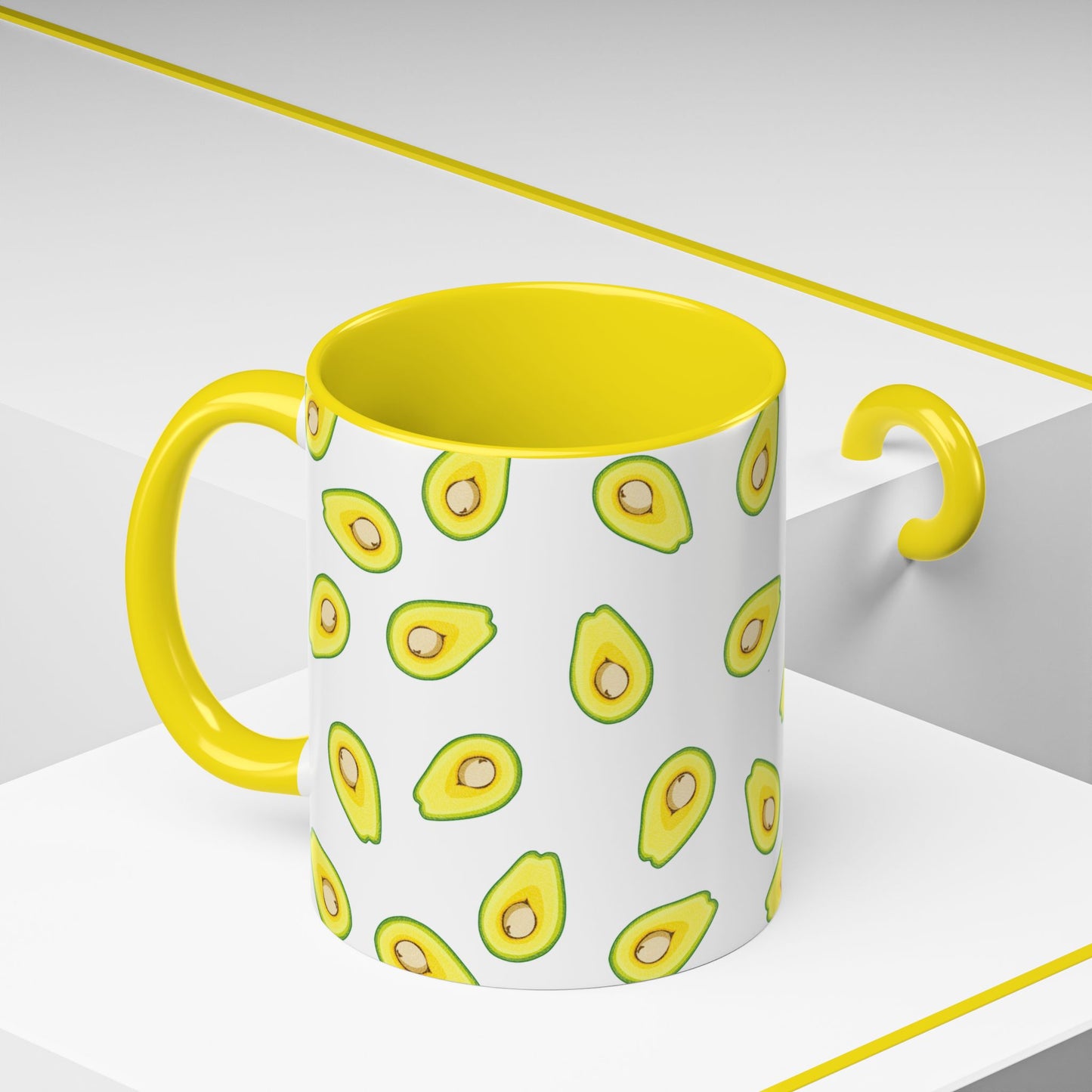 Avocado Pattern Coffee Mug — Cute Avocado Print Accent Mug (11/15oz)