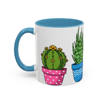 Cactus & Succulent Accent Coffee Mug — Cute Potted Plants 11/15oz