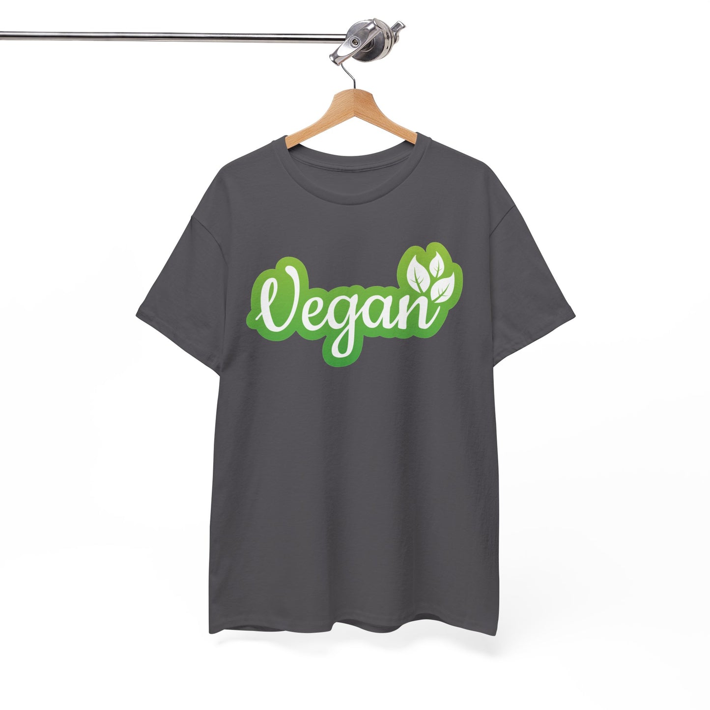Vegan Script Tee — Green Leaf Eco-Friendly T-Shirt