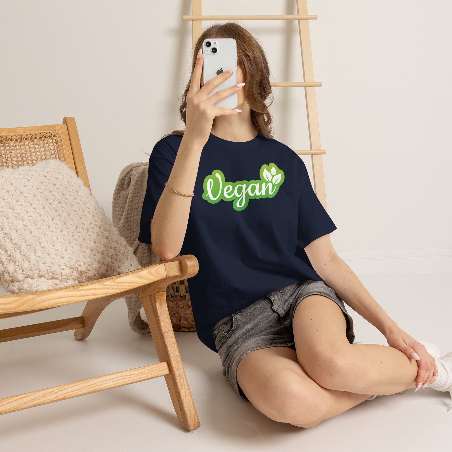 Vegan Script Tee — Green Leaf Eco-Friendly T-Shirt