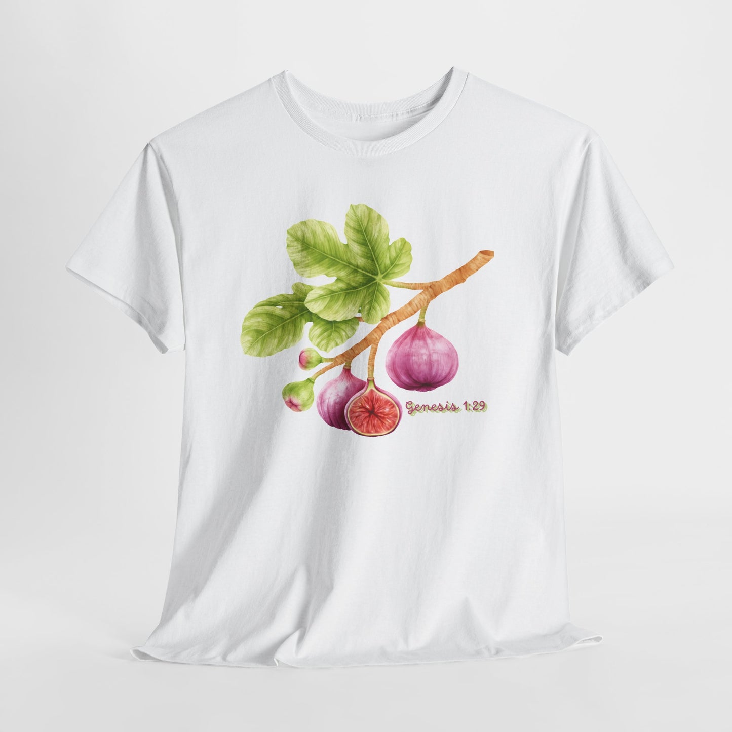 Fig Branch T‑Shirt — Botanical Fig Illustration Tee with Scripture (Genesis 1:29)