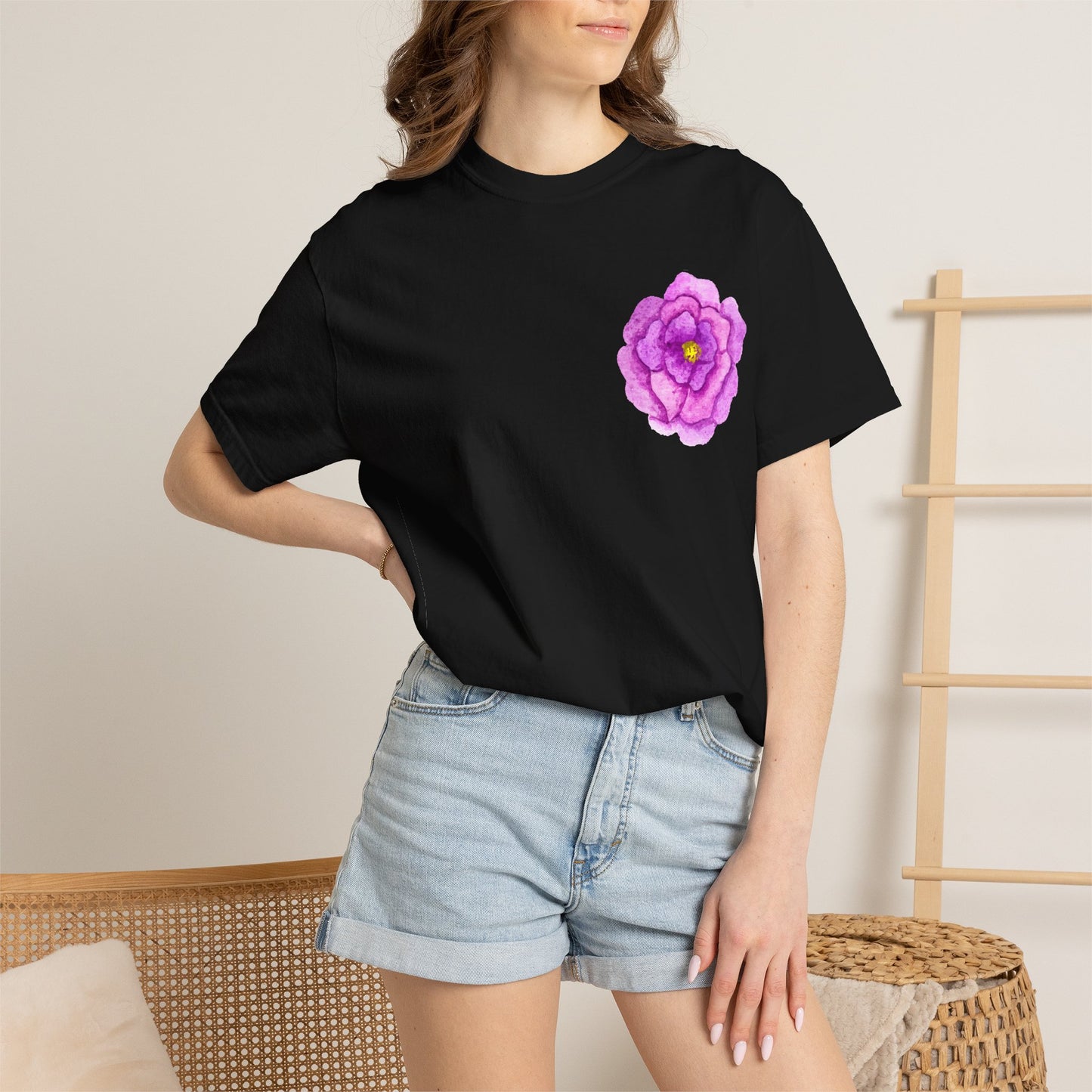 Floral Watercolor Chest Rose T-Shirt