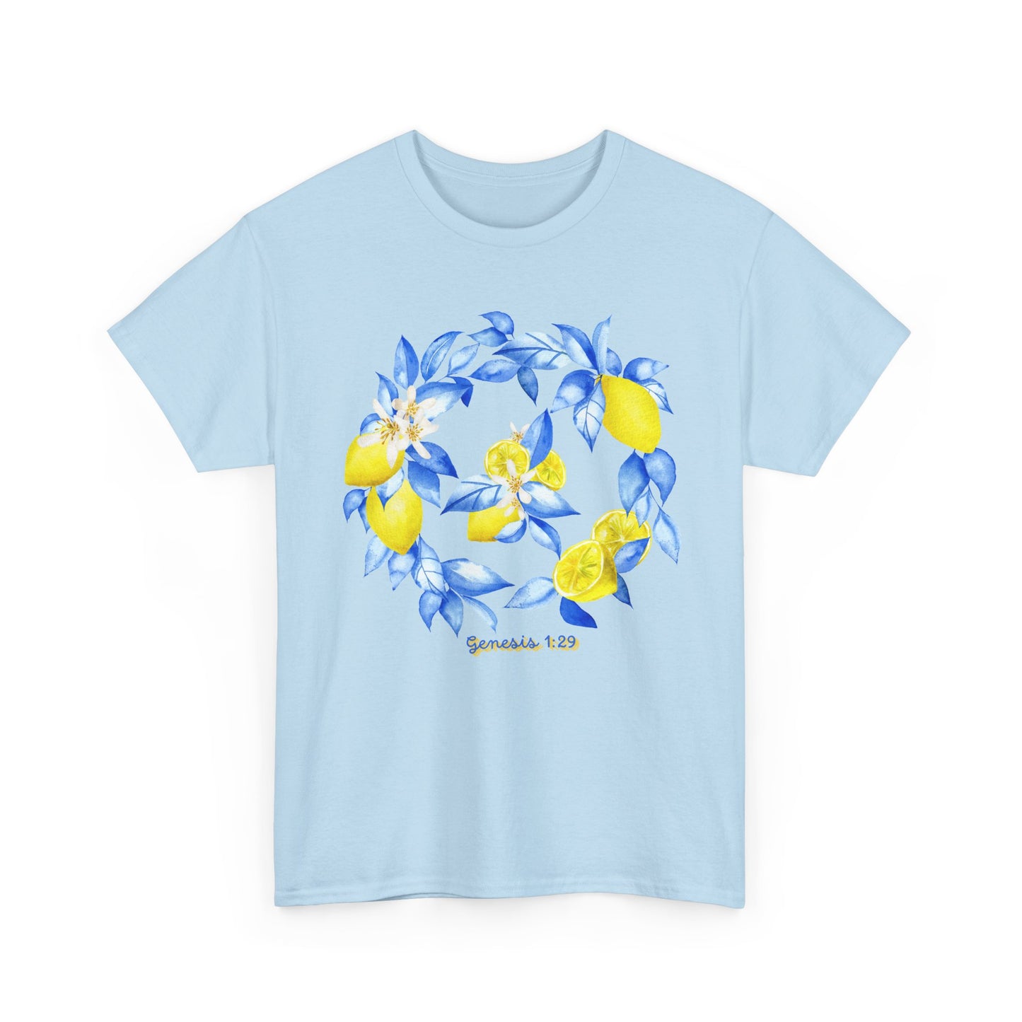 Lemon Wreath Graphic Tee — Genesis 1:29 Floral Scripture T-Shirt