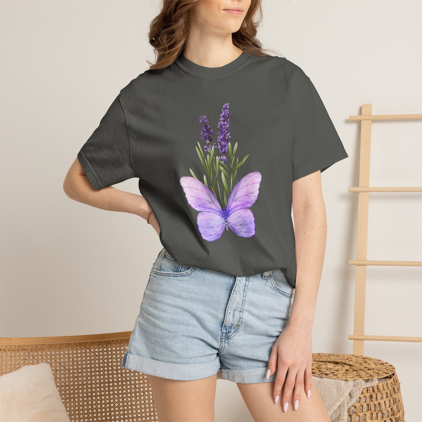 Lavender Butterfly T-Shirt — Watercolor Floral Tee