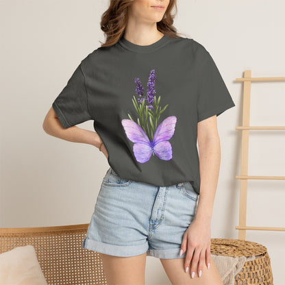 Lavender Butterfly T-Shirt — Watercolor Floral Tee