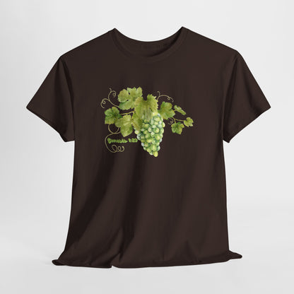 Genesis 1:29 Grapevine Watercolor T-Shirt — Green Grape Vines Tee