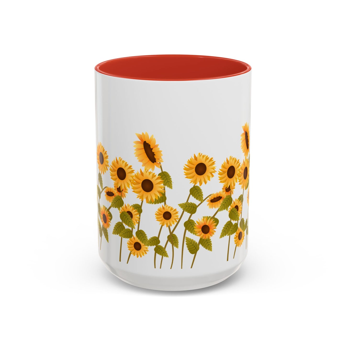 Sunflower Field Accent Tea Mug – Bright Floral 11/15oz Ceramic