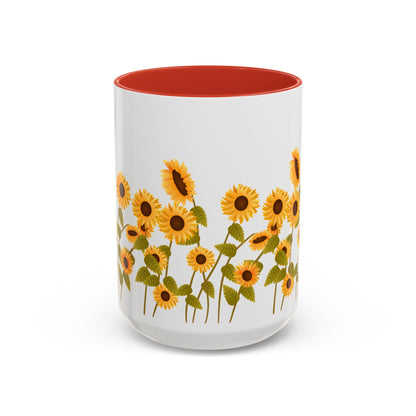 Sunflower Field Accent Tea Mug – Bright Floral 11/15oz Ceramic