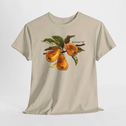 Pear Branch T‑Shirt — Watercolor Yellow Pears Tee Genesis 1:29