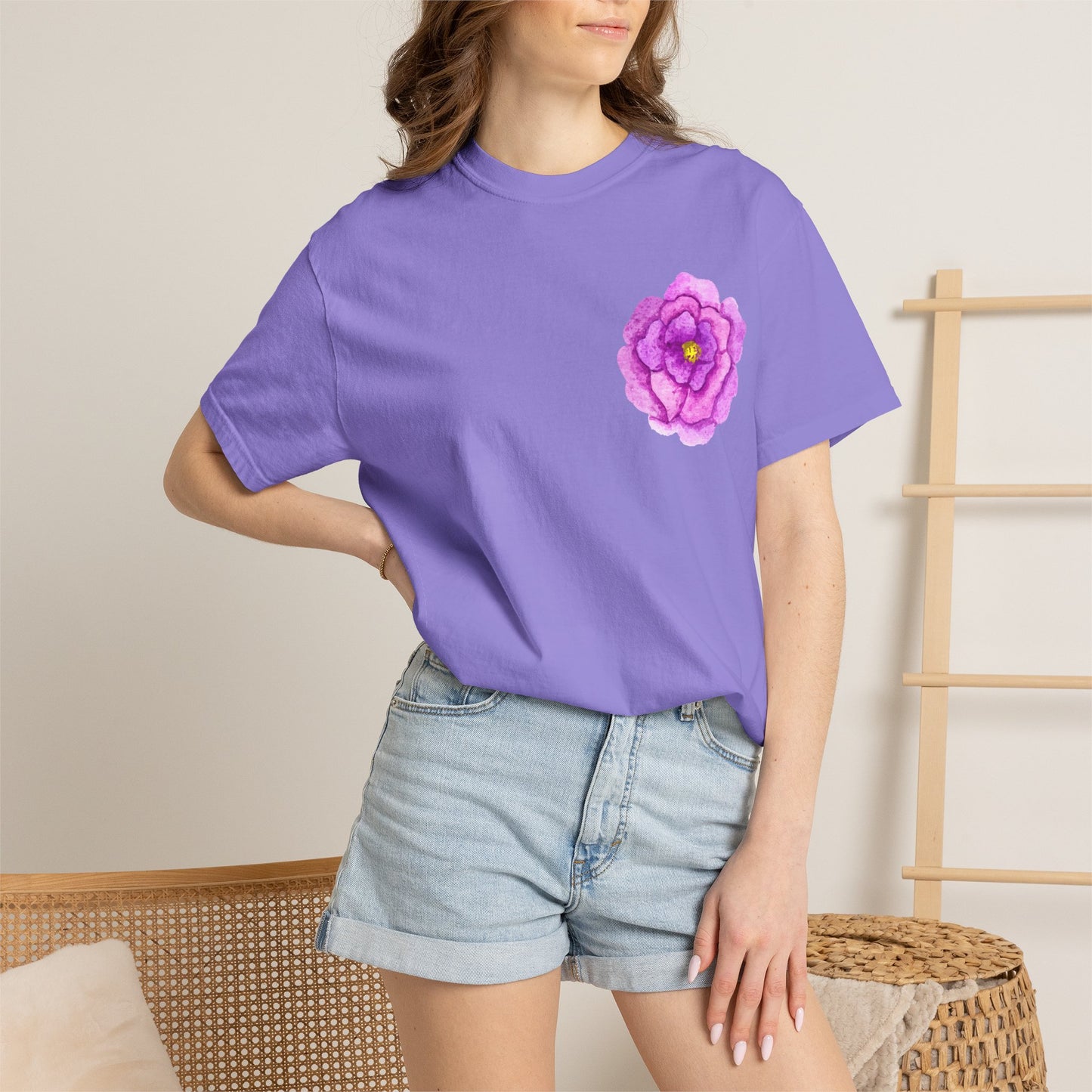 Floral Watercolor Chest Rose T-Shirt