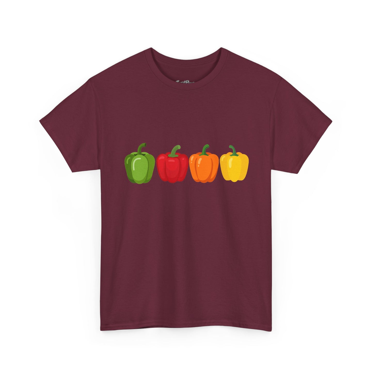 Bell Pepper Graphic Tee — Colorful Green Red Orange Yellow Peppers Shirt