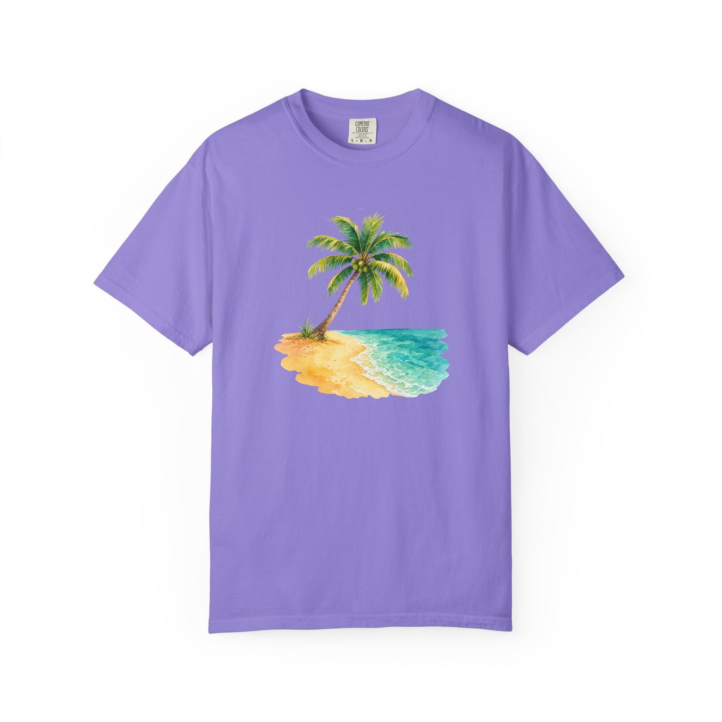 Tropical Palm Beach T-Shirt — Watercolor Island Graphic Tee