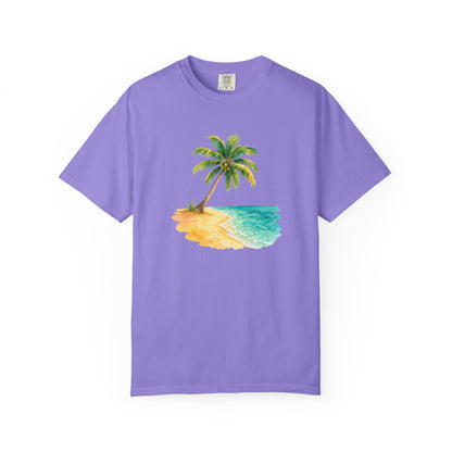 Tropical Palm Beach T-Shirt — Watercolor Island Graphic Tee
