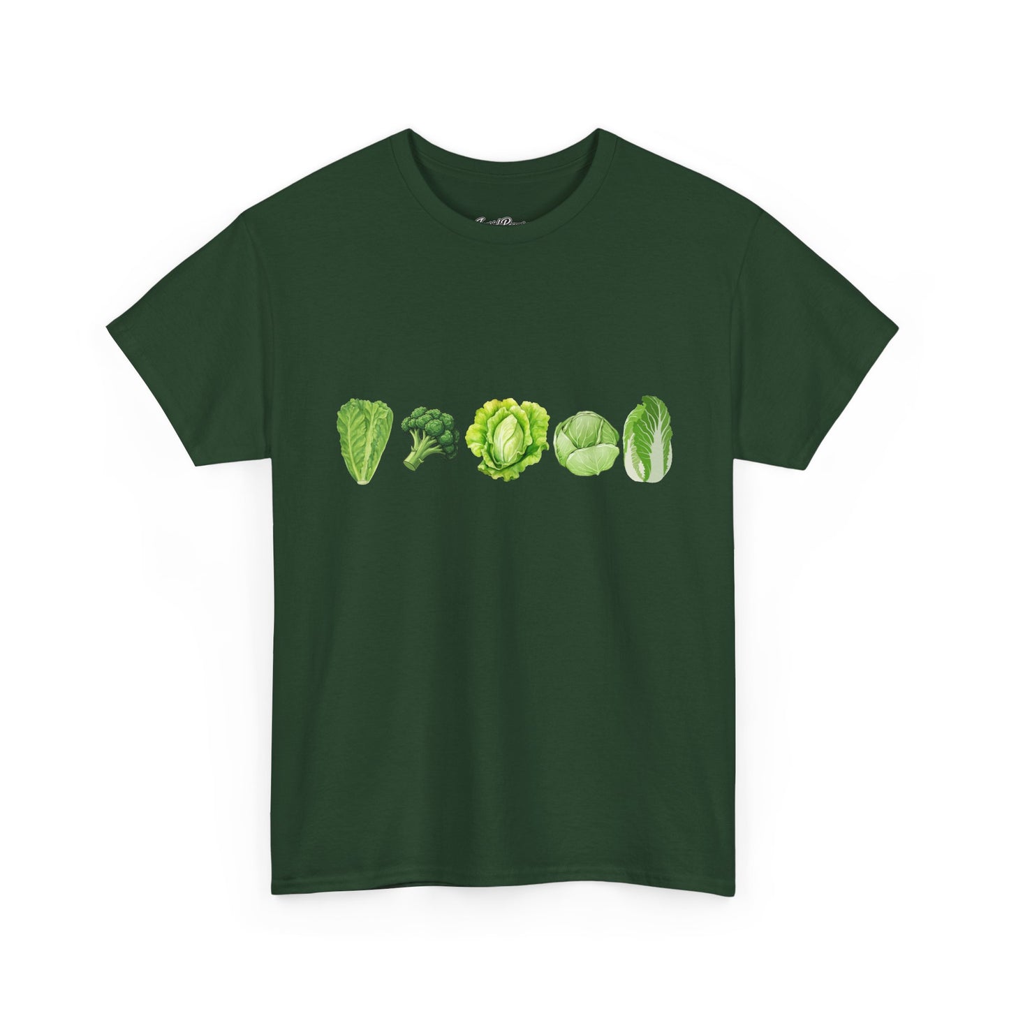 Vegetable Row T-Shirt — Green Veggies Lettuce Broccoli Cabbage Graphic Tee