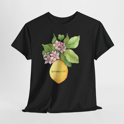 Lemon Blossom T-Shirt — Genesis 1:29 Floral Faith Tee
