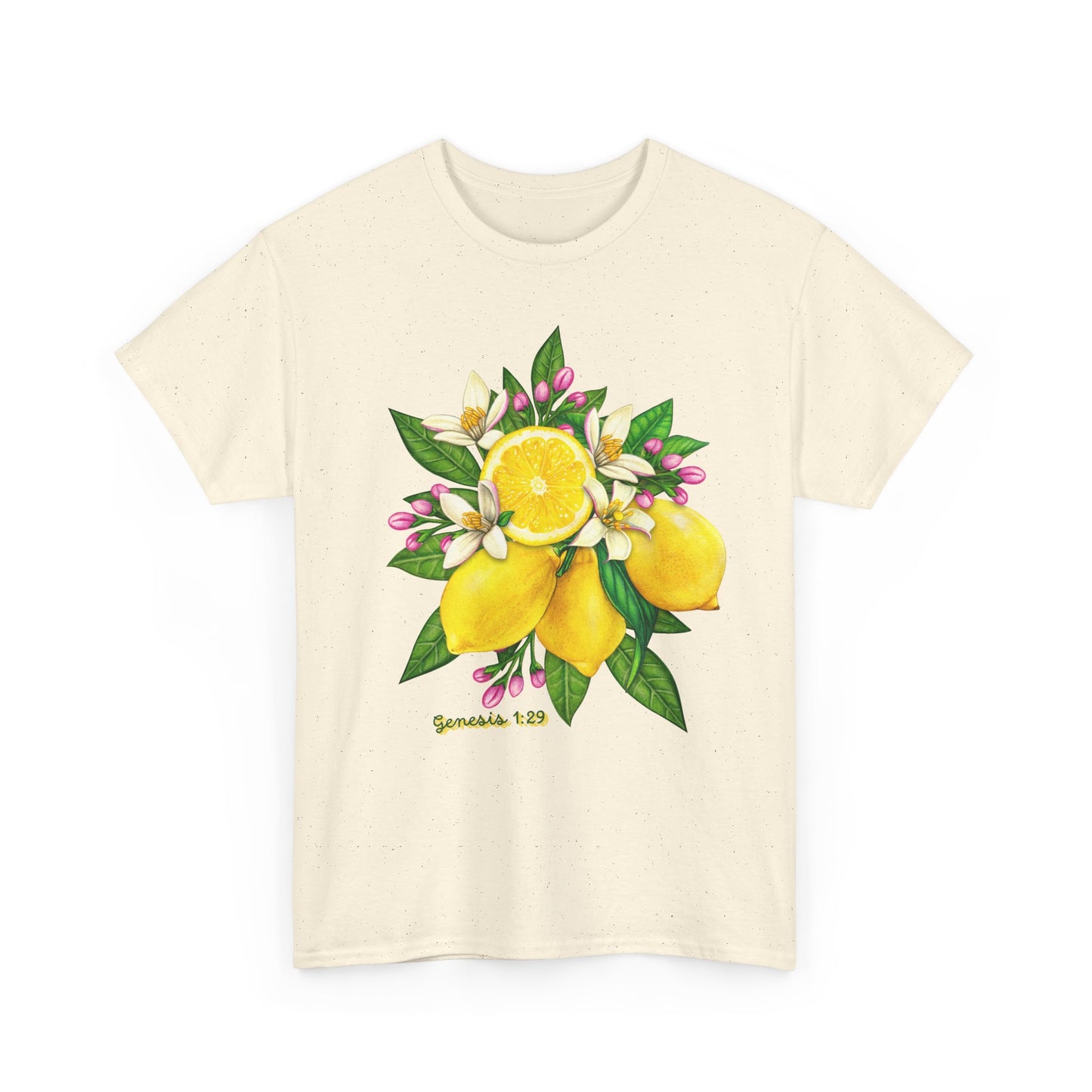 Lemon Blossom Tee — Botanical Citrus Graphic T‑Shirt (Genesis 1:29)