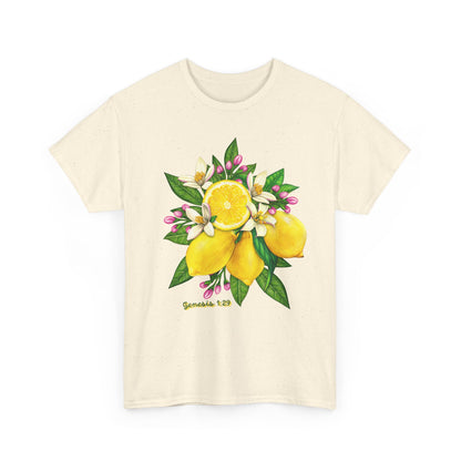 Lemon Blossom Tee — Botanical Citrus Graphic T‑Shirt (Genesis 1:29)