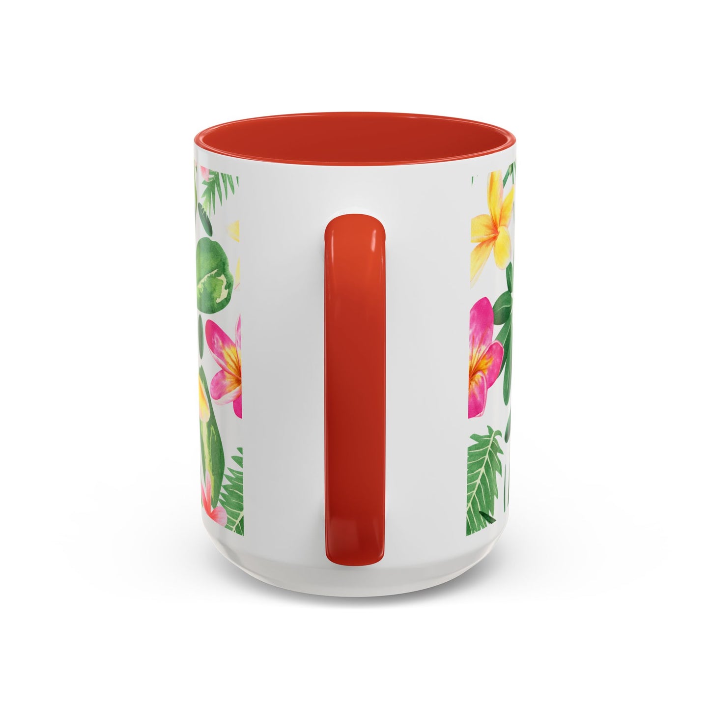 Tropical Floral Coffee Mug — Plumeria & Palm Accent Mug (11/15oz)
