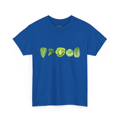 Vegetable Row T-Shirt — Green Veggies Lettuce Broccoli Cabbage Graphic Tee