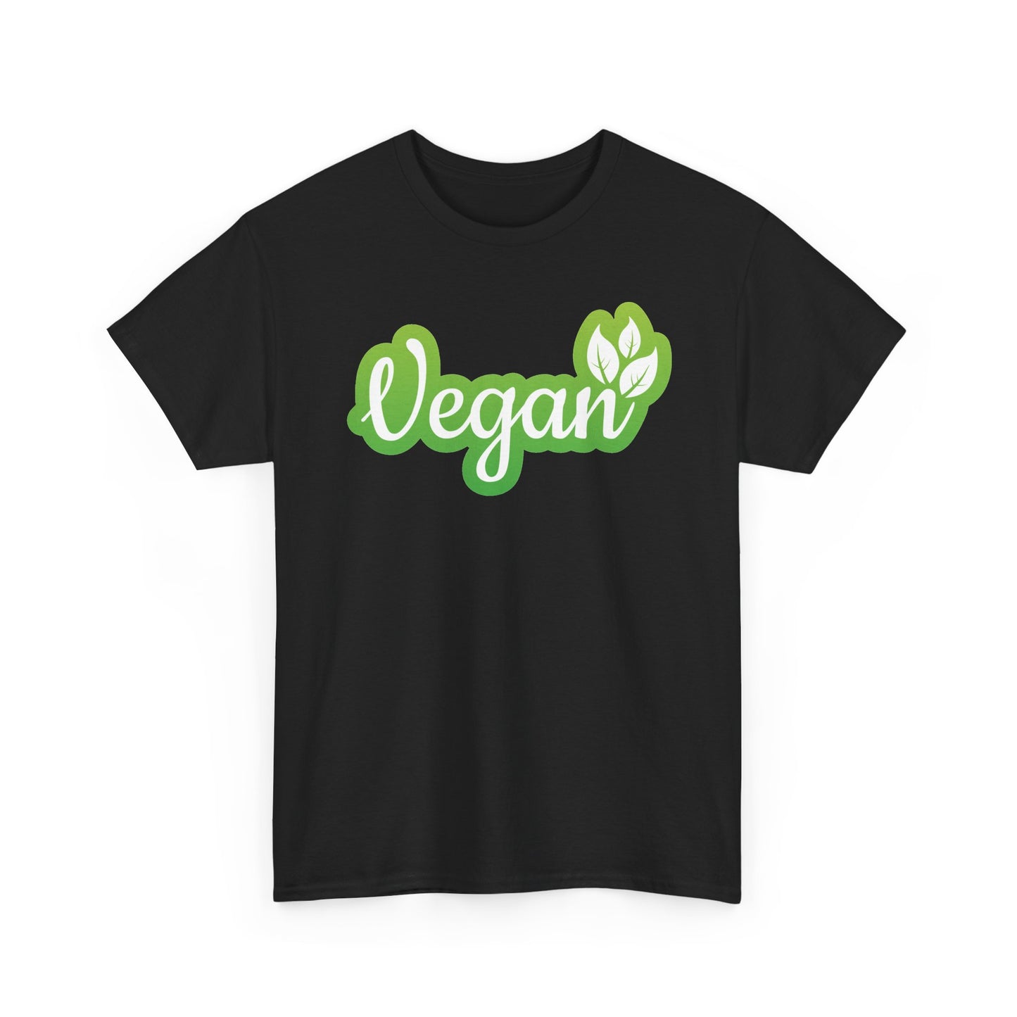 Vegan Script Tee — Green Leaf Eco-Friendly T-Shirt