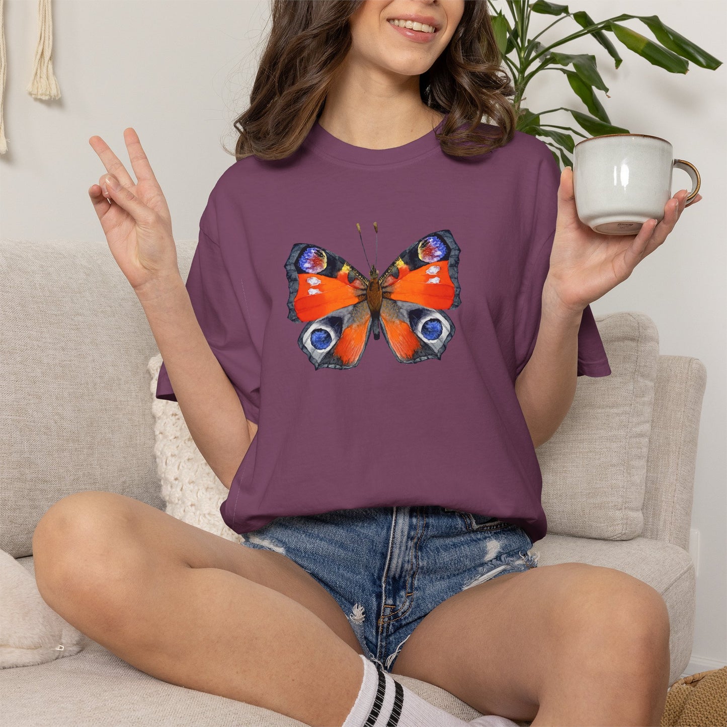 Butterfly Graphic T-Shirt — Peacock Eye Floral Tee