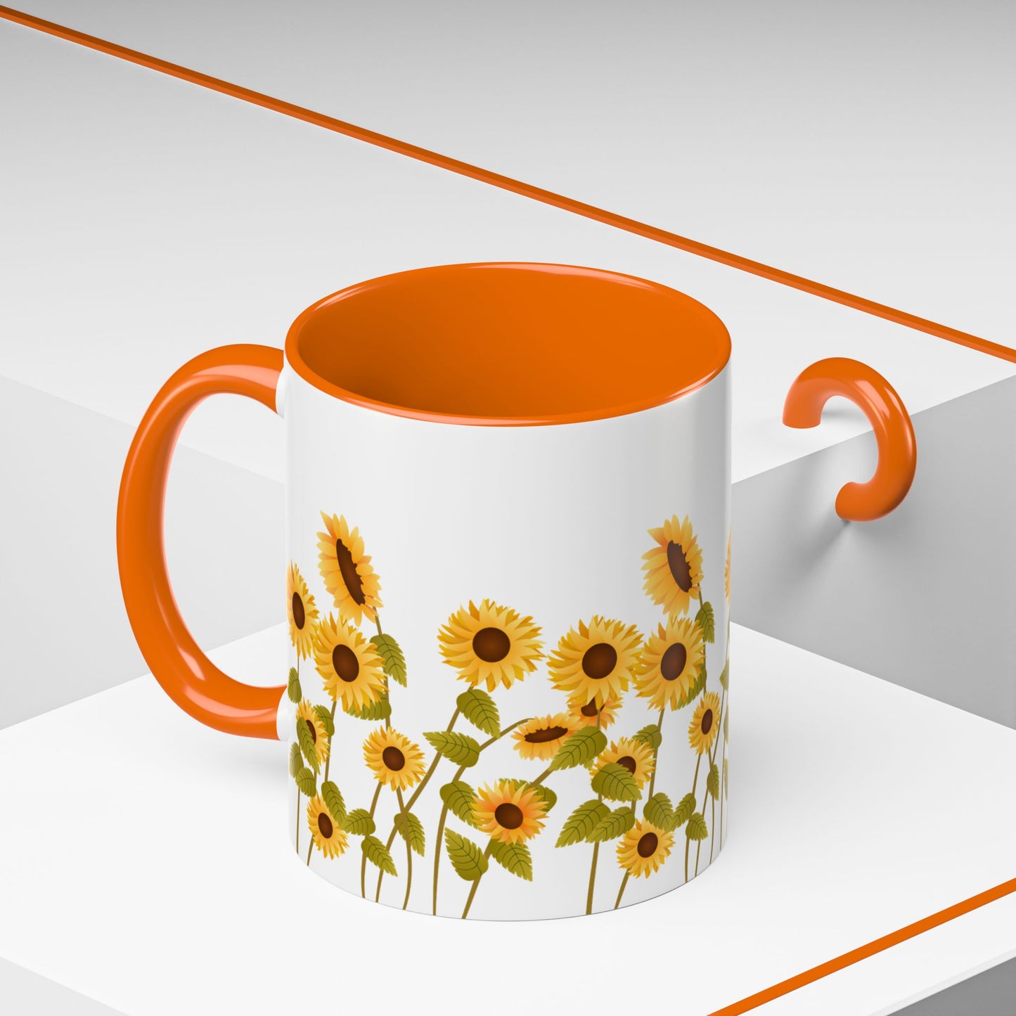 Sunflower Field Accent Tea Mug – Bright Floral 11/15oz Ceramic