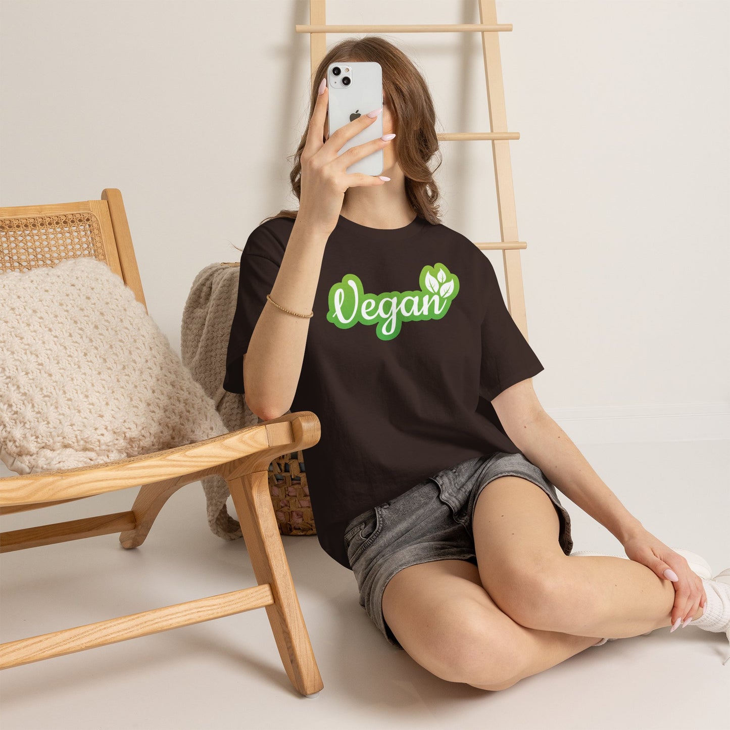 Vegan Script Tee — Green Leaf Eco-Friendly T-Shirt