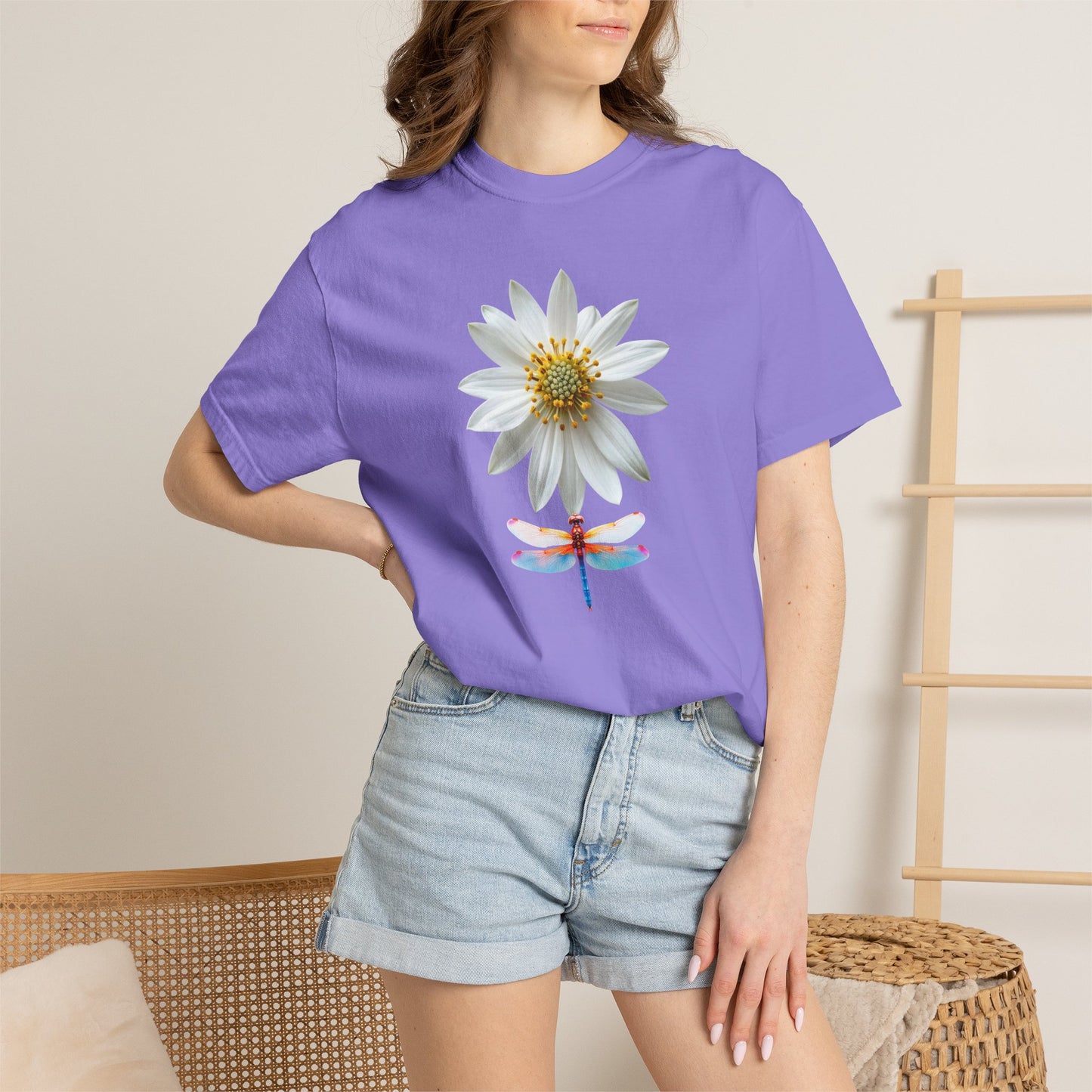 Lotus & Dragonfly T-Shirt — Floral Nature Graphic Tee