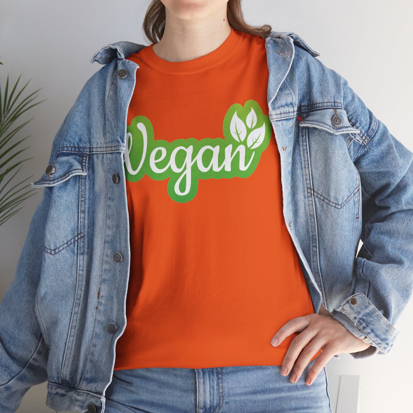 Vegan Script Tee — Green Leaf Eco-Friendly T-Shirt