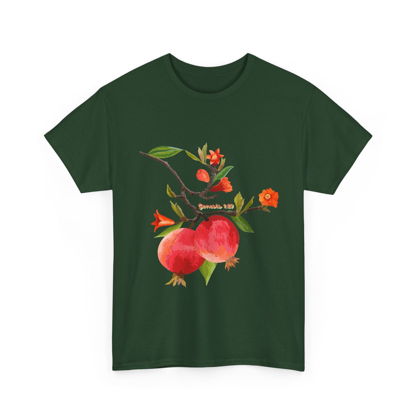 Pomegranate Bloom T-Shirt — Botanical Fruit Watercolor Tee