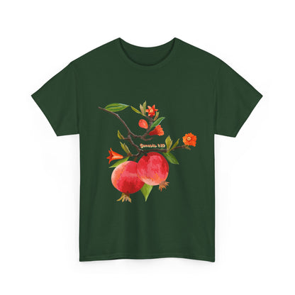Pomegranate Bloom T-Shirt — Botanical Fruit Watercolor Tee